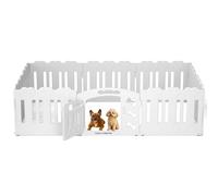 LUCKY MUFFIN Dog Playpen w/Door 10-Panel Lightweight, Portable & Durable Fence | Non-Slip Plastic for Indoor/Outdoor Use | Secure, Easy to Assemble for Small to Medium Pets & Puppy Customizable White