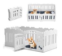 Lucky Muffin Dog Playpen, Whelping Box with Door, 24" H, 6-Panel Plastic Puppy Playpen for Small Medium Pets, Dogs & Puppies, Indoor/Outdoor, Safe, Sturdy, Easy to Assemble and Clean, 61" x 30" x 24"