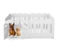 Lucky Muffin Dog Playpen with Door & Whelping Box, 6-Panel Lightweight Plastic Fence for Small to Medium Pets, Indoor/Outdoor Use, Portable, Durable (White 8-Panels, Regular, 8 Panels with Door)