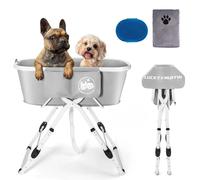LUCKY MUFFIN Premium Elevated Portable & Foldable Dog Bathtub - 5 Adjustable Heights for Back-Friendly Grooming. Portable Indoor/Outdoor Pet Washing Station, Supports Small & Medium Dogs, Cats