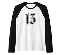 Lucky Number 13 Custom Font Racecar Raglan Baseball Tee
