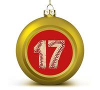 Lucky Number 17 Baseball Funny Christmas Ball Ornaments Plastic Hanging Xmas Tree Baubles 2.4 Inch Holiday Decor