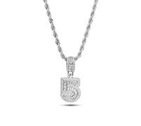 Lucky Number 5 Sparkling Cubic Zirconia Pendant Silver Necklace Christmas Birthday Jewellery Gift for Women Daughter Granddaughter Family