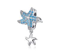 Lucky Ocean Animals Charm Beads for Pandora Women's Bead Charms 925 Sterling Silver Goldfish Charms Red Enamel Carp Charmsfor Mum Wife or Friend (Starfish Pendant)