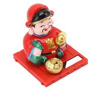 Lucky Ornaments, Attract Wealth Solar Powered Chinese Wealth God Decoration Nodding Head with Double Sided Adhesive for Chinese New Year Gift