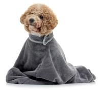 Lucky Paws® UK Dog Drying Bag - Luxurious Dog Towel Bag - Super Absorbent & Soft Dog Towels - Alternative for Dog Towelling Drying Coat - Dog Drying Towels - Perfect for Dog Grooming (L, Grey)