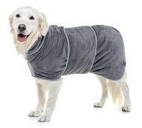 Lucky Paws® UK Dog Drying Coat - Luxurious Double Layer Dog Towel Robe - Dry Your Dogs in Minutes - Ultra Absorbent Drying Robe & Super Soft Dressing Gown (L, Grey)
