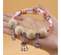 Lucky Pet Collar Made of Camphor Wood with Cute Pendant Decoration Adjustable Length Suitable as a Gift for Cat Lovers (A Pink)