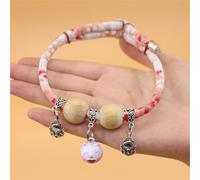 Lucky Pet Collar Made of Camphor Wood with Cute Pendant Decoration Adjustable Length Suitable as a Gift for Cat Lovers (B Pink)