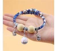 Lucky Pet Collar Made of Camphor Wood with Cute Pendant Decoration Adjustable Length Suitable as a Gift for Cat Lovers (B Blue)