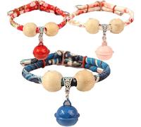 Lucky Pet Collar Made of Camphor Wood with Cute Pendant Decoration Adjustable Length Suitable as a Gift for Cat Lovers (D *3)