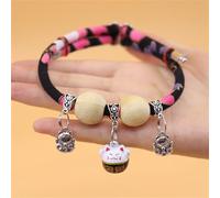 Lucky Pet Collar Made of Camphor Wood with Cute Pendant Decoration Adjustable Length Suitable as a Gift for Cat Lovers (B Black)