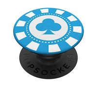 Lucky Poker Player Carolina Blue Club Chip Casino PopSockets Swappable PopGrip
