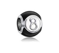 Lucky Pool Payer Magic Number Billiards 8 Ball Charm Bead For Women For Teen .925 Sterling Silver Fits European Bracelet