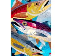 Lucky Puzzles - Catch of Colour - 1000 Piece Jigsaw Puzzle for Adults | Bold Linocut Sardine Art Puzzle | Unique Fish-Themed Brain Teaser for Puzzle Lovers