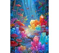 Lucky Puzzles - Jewels Beneath The Canopy - 1000 Piece Jigsaw Puzzle for Adults | Enchanted Forest Fantasy Puzzle | Glowing Gemstones & Mushrooms Artwork | Puzzles for Adults 1000 Pieces