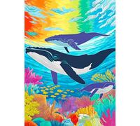 Lucky Puzzles - Kaleidoscope of The Sea - 1000 Piece Jigsaw Puzzle for Adults | Vibrant Whale and Reef Artwork | Challenging Puzzle for Adults for Puzzle Lovers