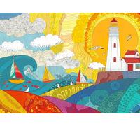 Lucky Puzzles - Lighthouse of a Thousand Suns - 1000 Piece Jigsaw Puzzle for Adults | Unique Nautical Zentangle Puzzle | Premium Puzzle Gift for Ocean and Art Lovers