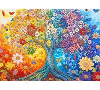 Lucky Puzzles - The Luminous Tree of Life - 1000 Piece Jigsaw Puzzle for Adults | Stunning Tree Artwork with Crystals | Challenging Puzzle for Adults for Puzzle Lovers