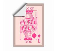 Lucky Queen Card Retro Unframed Wall Art Print A1 (84.1×59.4cm), Wall Decor for Living Room, Bedroom, Office & Home, Art Gift