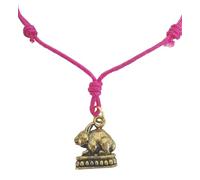 Lucky Rabbit Brass Pendant with Adjustable Pink Nylon Cord Necklace - Cute Animal Charm Jewelry size 2 x 2 x 1 cm