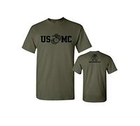 Lucky Ride Marine Corps Bull Dog Front and Back USMC Men's Military T-Shirt, Military Green, S