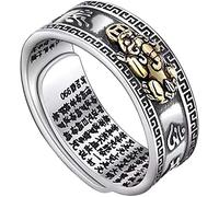 Lucky Rings For Women, Open Adjustable Feng Shui Pixiu Mantra Protection Wealth Pixiu Charms Ring Amulet Jewelry Attract Fortune Gambling Mantra Men Ring Gift