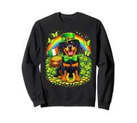Lucky Rottweiler St Patrick’s Day Rainbow Shamrock Dog Lover Sweatshirt