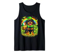 Lucky Rottweiler St Patrick’s Day Rainbow Shamrock Dog Lover Tank Top