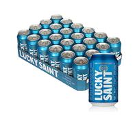 LUCKY SAINT Alcohol Free Beer - Case of 24 x 330ml, 0.5% Cans | Vegan, 53 Calories per Lager | 4 Natural Ingredients: Pilsner Malt, Hallertau Hops, Water & Yeast | Non Alcoholic Gifts