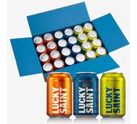 LUCKY SAINT Lager, IPA & Lemon Lager Mixed Pack, Case of 24 x 330ml | Non Alcoholic Beer, 0.5% ABV, Low Sugar, Low Calories, All Natural Ingredients