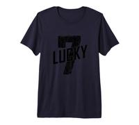 Lucky Seven Distressed in Black Lucky Number 7 Premium T-Shirt