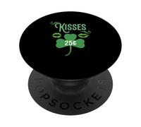 Lucky Shamrock Green Clover Kisses 25 Cents St Patrick's Day PopSockets Adhesive PopGrip