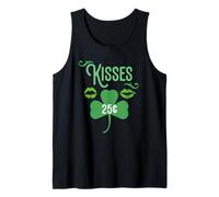 Lucky Shamrock Green Clover Kisses 25 Cents St Patrick's Day Tank Top