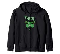 Lucky Shamrock Green Clover Kisses 25 Cents St Patrick's Day Zip Hoodie