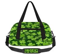 Lucky Shamrock Leaves Golden Coins Kids Overnight Duffle Bags Boys Girls Teen Clovers Sports Gym Bag for Weekender Travel Gymnastics Dance Ballet