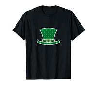 Lucky Shamrock Pattern Green Leprechaun Hat Design T-Shirt