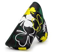 Lucky Shamrock Putter Cover - Premium Leather Golf Putter Head Cover Magnetic - White