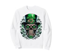 Lucky Shamrock Skull Leprechaun Hat Irish Clover Design Sweatshirt
