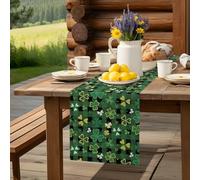 Lucky Shamrock St. Patrick's Day Table Runner 36 Inches Long,Table Runners Kitchen Dining Tables Decoration, Black Green Buffalo Check Tables Runner for Home Party Wedding Dresser Scarf