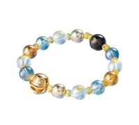 Lucky Shop Japan money luck feng shui Daruma bracelet wealth friendship Japanese traditional lucky charm good fortune unisex 6-8 inches stretch, 6-8 inches, Stone, blue aura