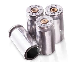 Lucky Shot .40 Cal Casing Bullet Style Tire Cap | Round Tire Valve Stem Caps | Accessories for Cars, SUVs, BMX Bike, Bicycle, Truck, Motorcycle | Set of 4 Nickel Stem Covers