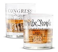 Lucky Shot - Constitution and Declaration of the Independence Whiskey Glass | United States Constitution & We The People | Old Fashioned Rocks Glasses | Independence day Gift for Men -Set of 2 (11 oz)