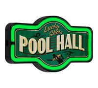 Lucky Shots Pool Hall LED Neon Sign Vintage Inspired Retro Wall Decor for the Man Cave, Game Room, Arcade, or Home Bar (17” x 9.5” x 2”)