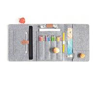 Lucky Sign Pencil case sketches multifunctional Pad case made felt, A5 - Gray