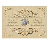Lucky Sixpence Gift Postcard with Real Vintage Coin - Wedding Gift for Bride, “Something Old” Tradition, Sixpence for her shoe, Good Luck Charm Keepsake, Matching Craft Envelope, Bridal Shower Card UK