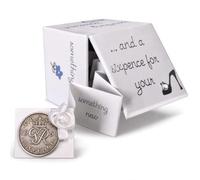 Lucky Sixpence Wedding Gift - Something Old Something New Something Borrowed Something Blue | Genuine Vintage Sixpence in Handmade Keepsake Box - Gift for Bride
