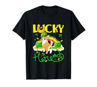 Lucky St. Patrick's Day Coins Shamrocks Rainbow Corgi Owner T-Shirt