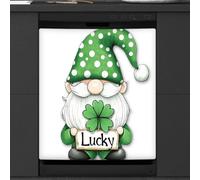 Lucky St.patrick's Day Gnome Clover Leaves Dishwasher Magnet Cover Sticker for Kitchen Appliance Decor,Reusable Magnetic Refrigerator Covers Fridge Panel Decal
