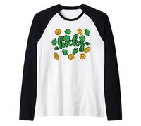 Lucky St Patrick's Day Irish LUCKY Shamrock Clover Men Women Raglan Baseball Tee